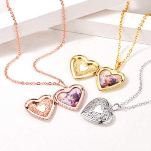 U7 Heart Pendant Photo Locket Necklace