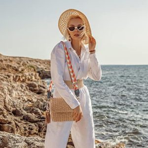 YXILEE Straw Clutch Crossbody Bag