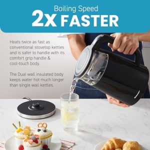 Elite Gourmet EKT8717 1.7L Electric Tea Kettle – Glass Exterior – Programmable