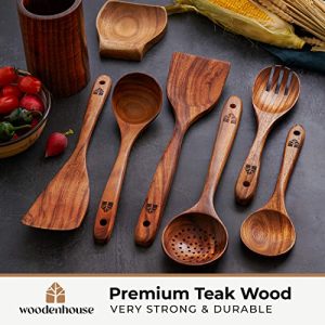 Teak Wood Cooking Utensils Set – 8 Pieces
