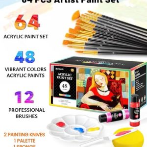 64 PCS Acrylic Paint Set – 48 Colors