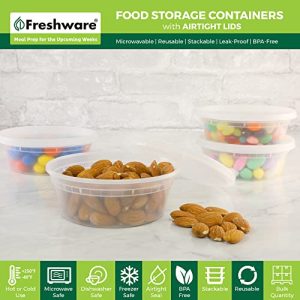 Freshware 8 oz Deli Containers: Leakproof Stackable Storage