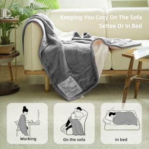 GOTCOZY 50”X60” Heated Blanket Electric Throw – Grey
