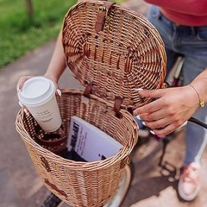 PICNIC TIME Cambridge Bike Basket – Wicker Picnic Basket