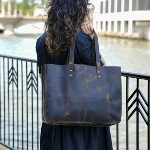 KomalC Leather Tote Bag: Stylish Multipurpose Handbag