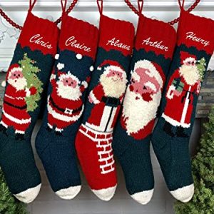 Personalized Hand-Knit Vintage Santa Stocking
