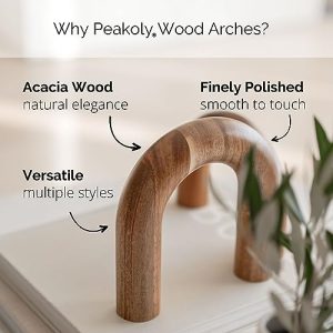 PEAKOLY Wood Arch Bookshelf Decor: Modern Home Accent