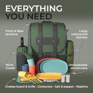 Fern & Soul Picnic Backpack for 4 - Stylish Picnic Set