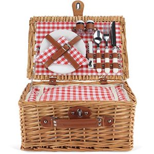 ZORMY Wicker Picnic Basket for 2 – Insulated Hamper Set