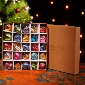 Vintage Glass Christmas Ornaments Set