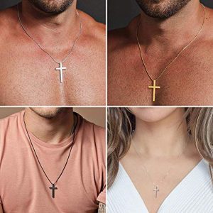 M MOOHAM Black Stainless Steel Cross Necklace