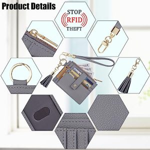 Fashion Kingdom Wristlet Keychain Wallet: RFID Blocking Gray Wallet