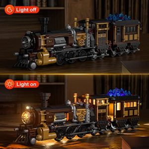 FUNWHOLE Train Lighting Building Bricks Set - 1056 Pieces