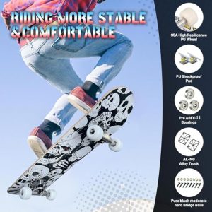 Pro Complete Skateboard – 31″x8″ Skull Design