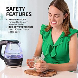 OVENTE Glass Electric Kettle – 1.5L – Fast Boiling – BPA Free – Black
