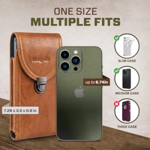Hengwin Genuine Leather Cell Phone Holster for Men