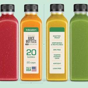 16 oz Juice Bottles with Caps: USA-Made Reusable Containers