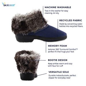 isotoner Women’s Mallory Boot Slipper: Recycled Microsuede with Memory Foam