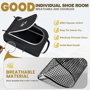 Golf Shoe Bag for Travel – Zippered Carrier with Accessory Pockets