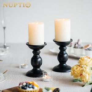Black Pillar Candle Holders Set