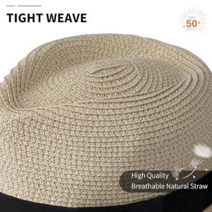 UPF 50+ Straw Fedora Hat
