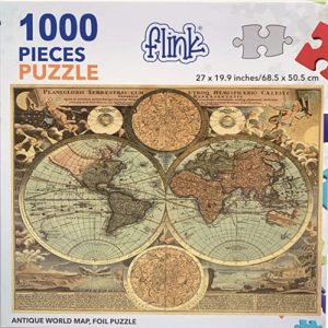 FLINK Antique World Map Foil Puzzle