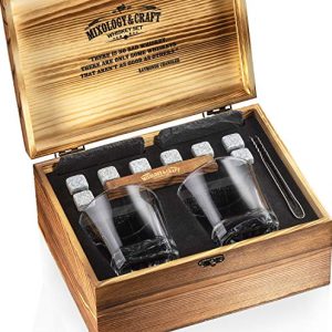 Mixology Whiskey Stones Gift Set – 10 oz Glasses & Chilling Rocks