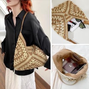MINGRI 2024 Straw Hobo Beach Bag