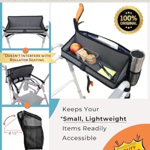Walker Basket with Tray, Reacher/Cane Holder, Cup Holder - Gray