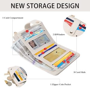 KNGITRYI RFID Wristlet Wallet with Keychain: Classic Beige