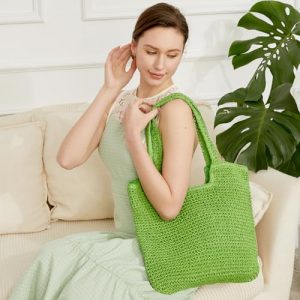 Large Straw Beach Tote Handbag