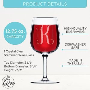 Personalized Monogrammed Wine Glass - Engraved Gift