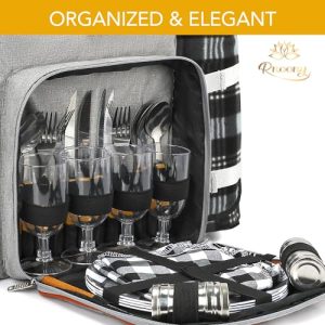 Picnic Backpack for 4 - Insulated Cooler & Blanket