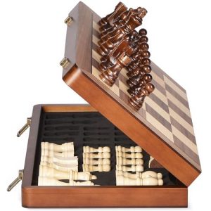 ELONGDI 15″ Magnetic Wooden Chess Set