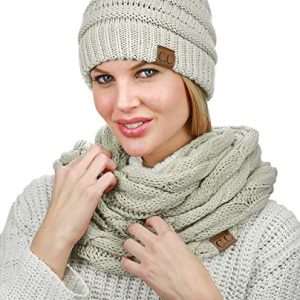 C.C Chunky Knit Beanie and Infinity Scarf Set