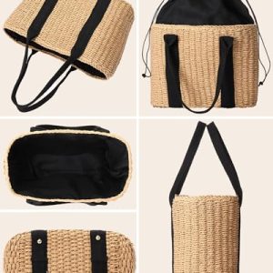 4 Pcs Straw Bag and Hat Set