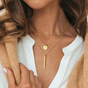 Vjoypro Gold Initial Layering Y-Necklaces: Trendy Gift for Women