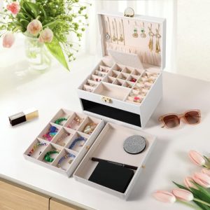 Lockable 3-Layer Jewelry Box: Elegant Organizer