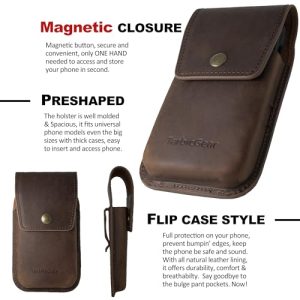 TarbicGear Leather Phone Pouch with Belt Clip