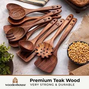 Teak Wood Cooking Utensils Set: Kitchen Essential Gift