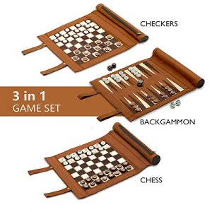 Woodronic 3-in-1 Travel Game Set: Classic Board Games