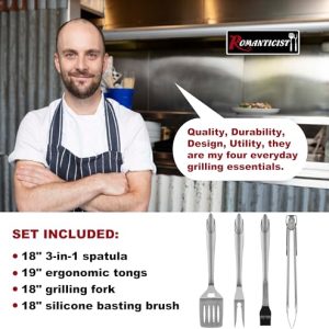 ROMANTICIST 4pc Heavy Duty Grill Accessories Set