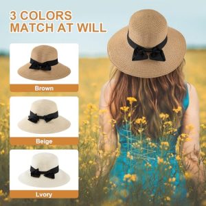 3PCS Wide Brim Foldable Straw Sun Hat