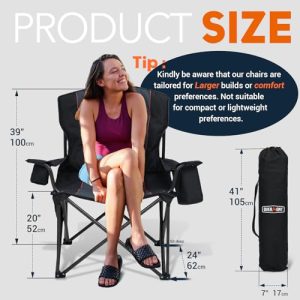 Overmont Oversized Folding Camping Chair – 450lbs Support