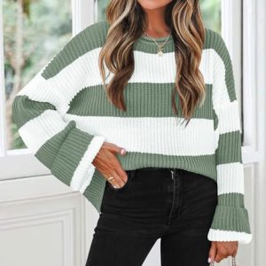 ZESICA Women’s Striped Color Block Sweater