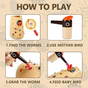TOP BRIGHT Montessori Woodpecker Worm Toy