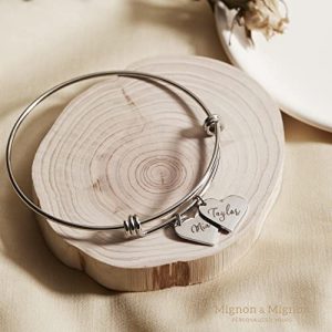 Personalized Heart Bracelet - Custom Engraved Women's Gift