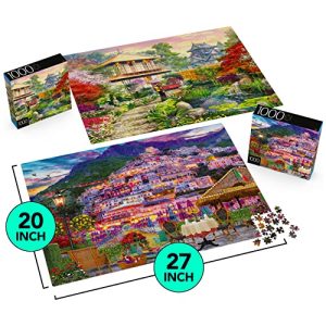 Amalfi Coast & Japan Garden Jigsaw Puzzle 2-Pack