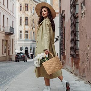 YXILEE Zipper Straw Handbag