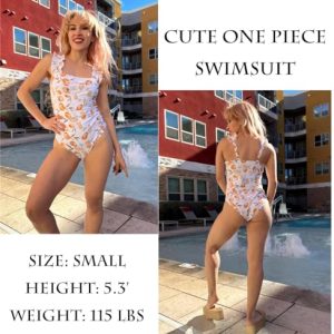 AI’MAGE Women’s Square Neck Ruffled One Piece Swimsuit